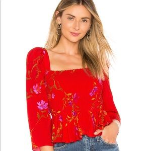 Lovers + Friends Faye top in September Floral red
